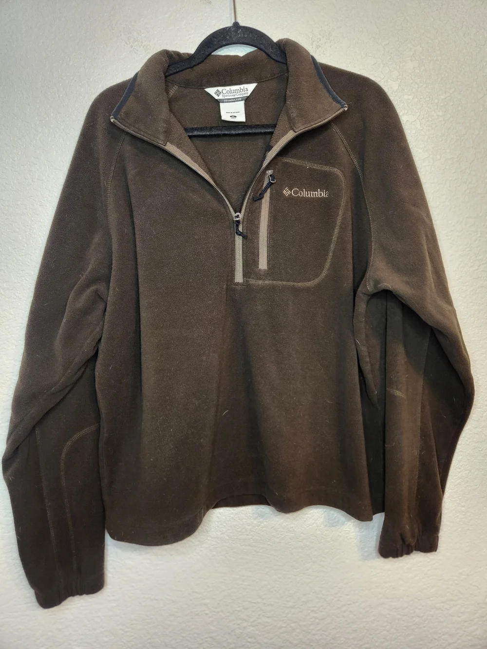 Men's Columbia Brown Half Zip Fleece Jacket Sz XL